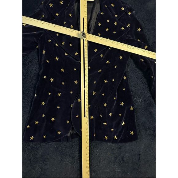 Vintage 1960s Union Made Saks Fifth Ave Blue Velour Star All Over Blazer Jacket - Picture 8 of 10